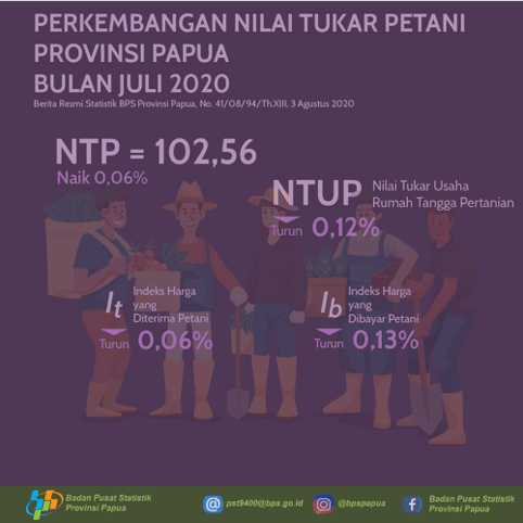 Perkembangan Nilai Tukar Petani Provinsi Papua Juli 2020