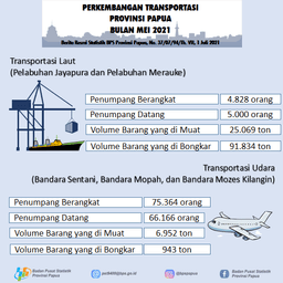 Perkembangan Transportasi Provinsi Papua Bulan Mei 2021