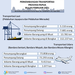 Perkembangan Transportasi Provinsi Papua Bulan Februari 2021