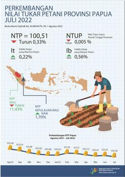 Perkembangan Nilai Tukar Petani Provinsi Papua Juli 2022