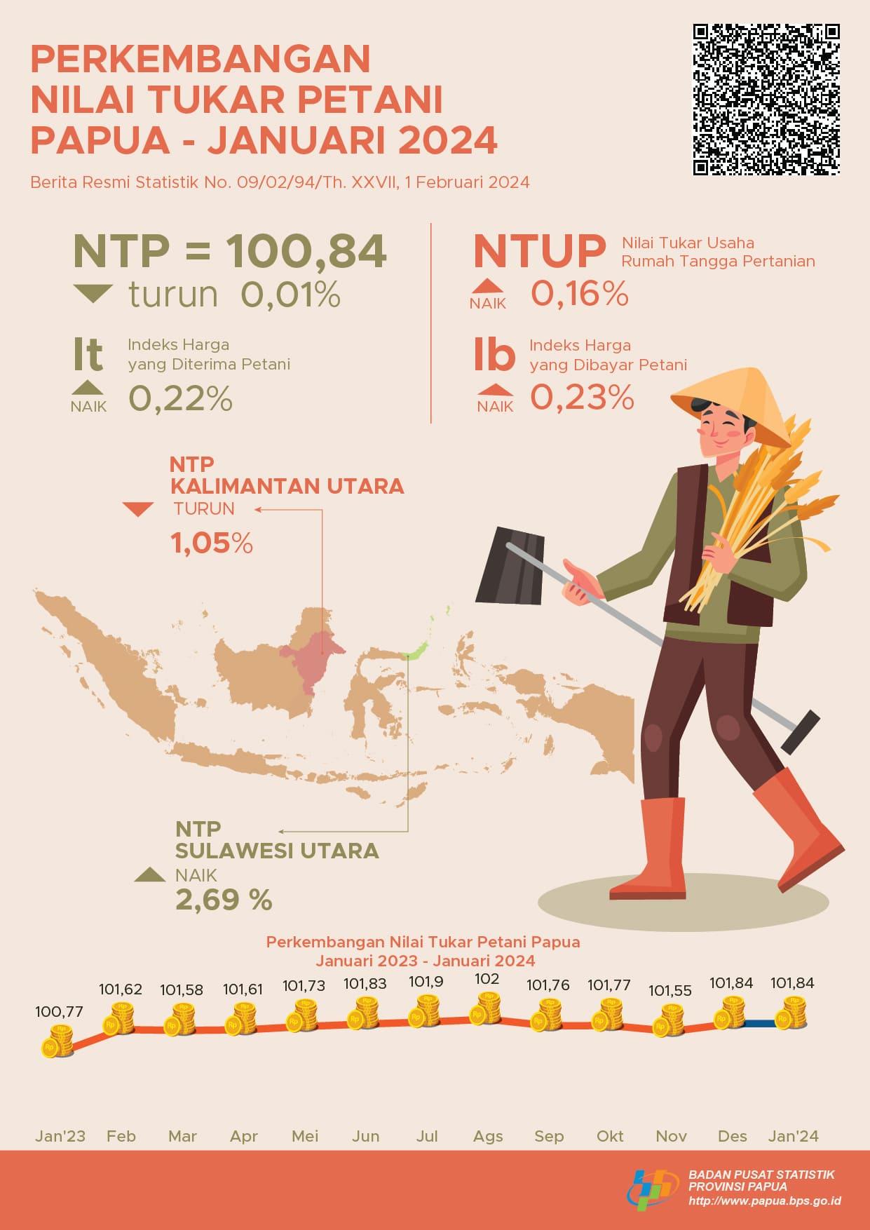 Perkembangan Nilai Tukar Petani Provinsi Papua Januari 2024