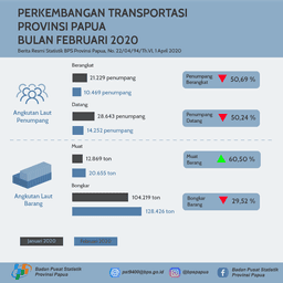 Perkembangan Transportasi Provinsi Papua Bulan Februari 2020